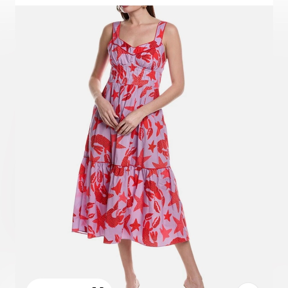 Farm Rio Lobster Sky Midi Dress